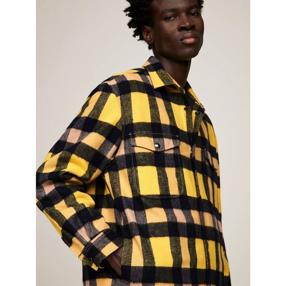 NWT $229 Large - Tommy Hilfiger Wool Blend Check Button Pocket Overshirt Autumn - Picture 3 of 8